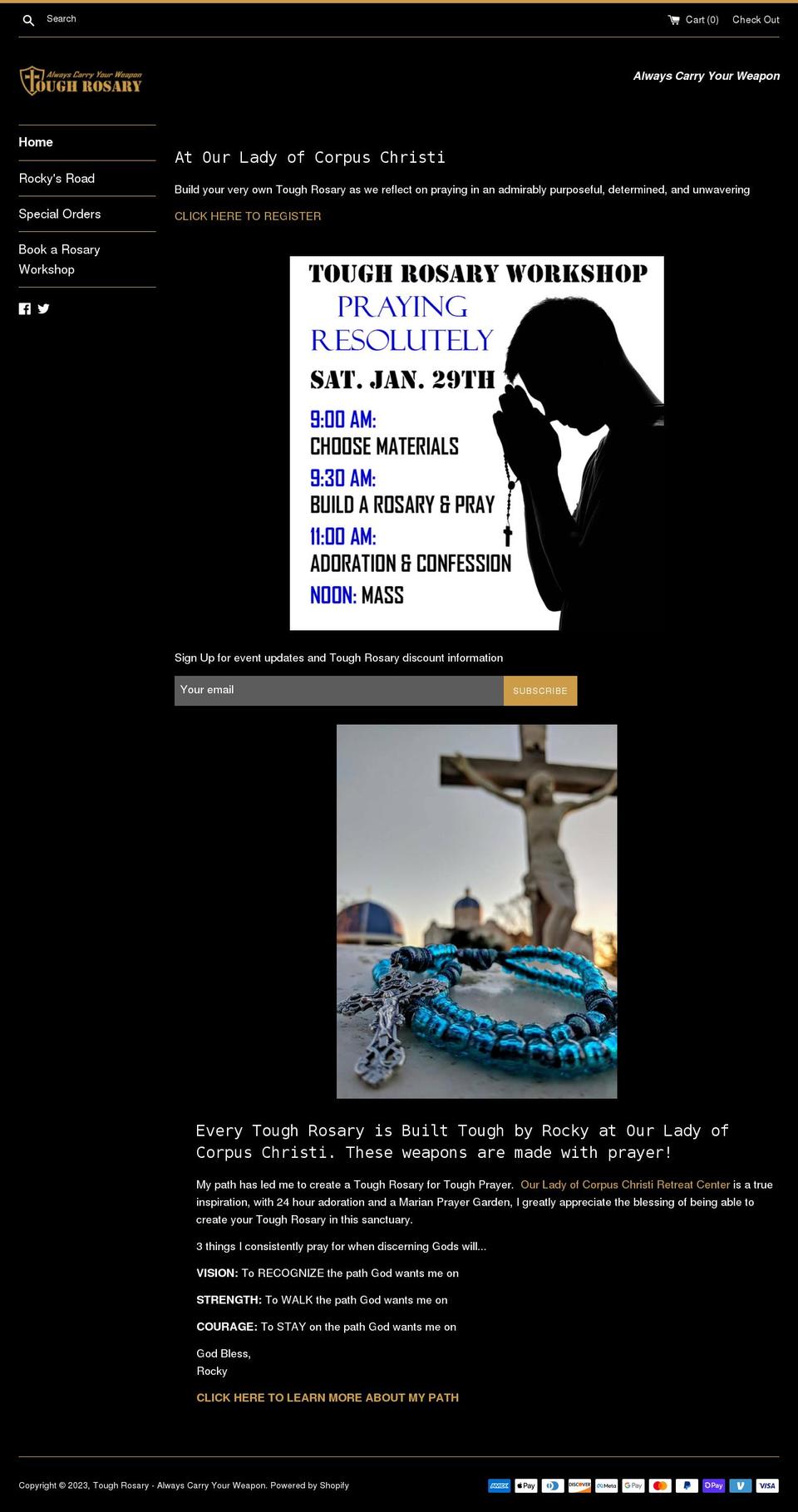 toughrosary.com shopify website screenshot