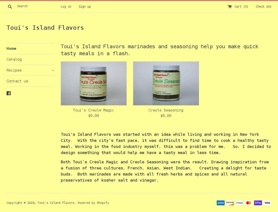 touisflavors.com — Shopify storefront screenshot