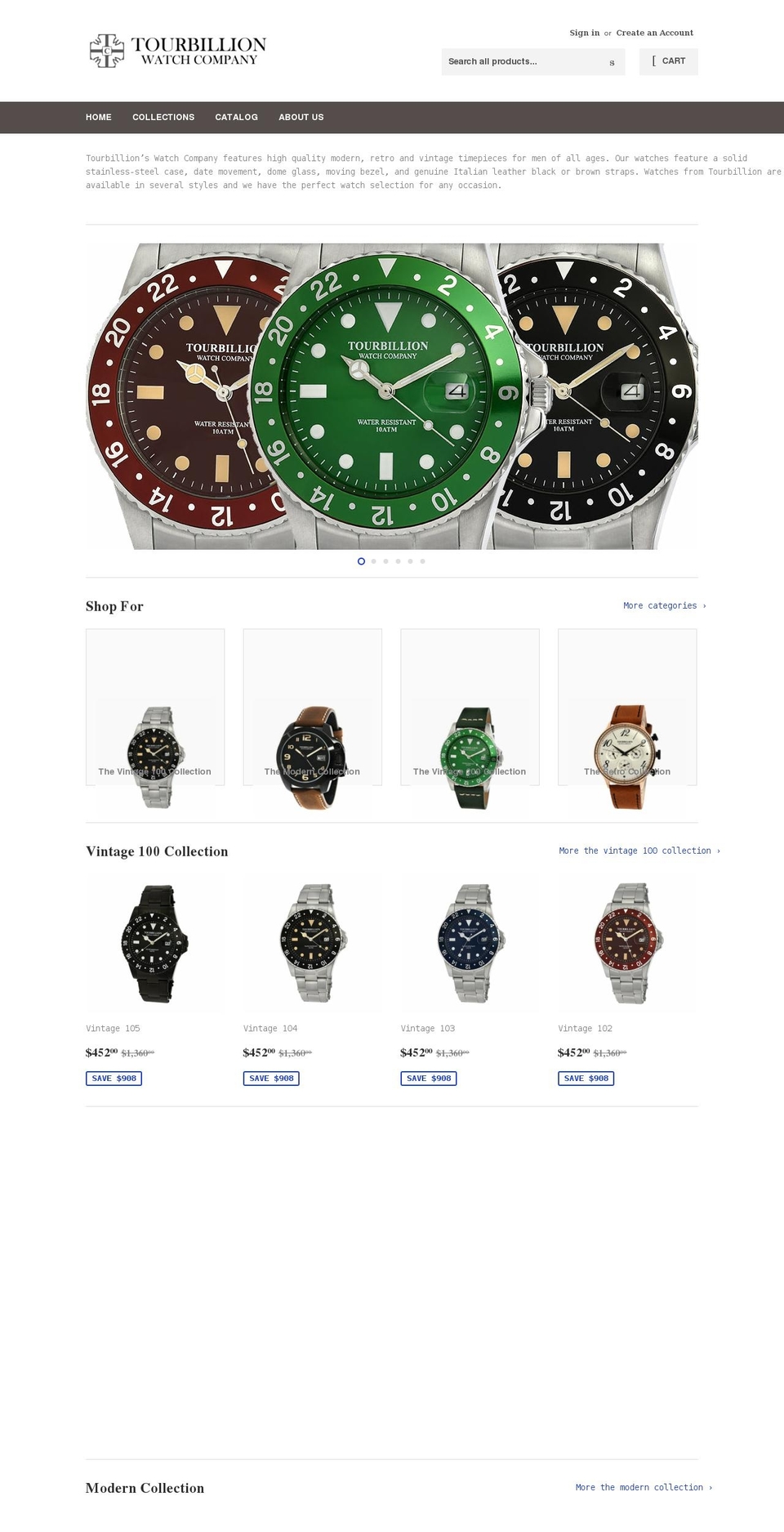 tourbillionwatchcompany.com shopify website screenshot