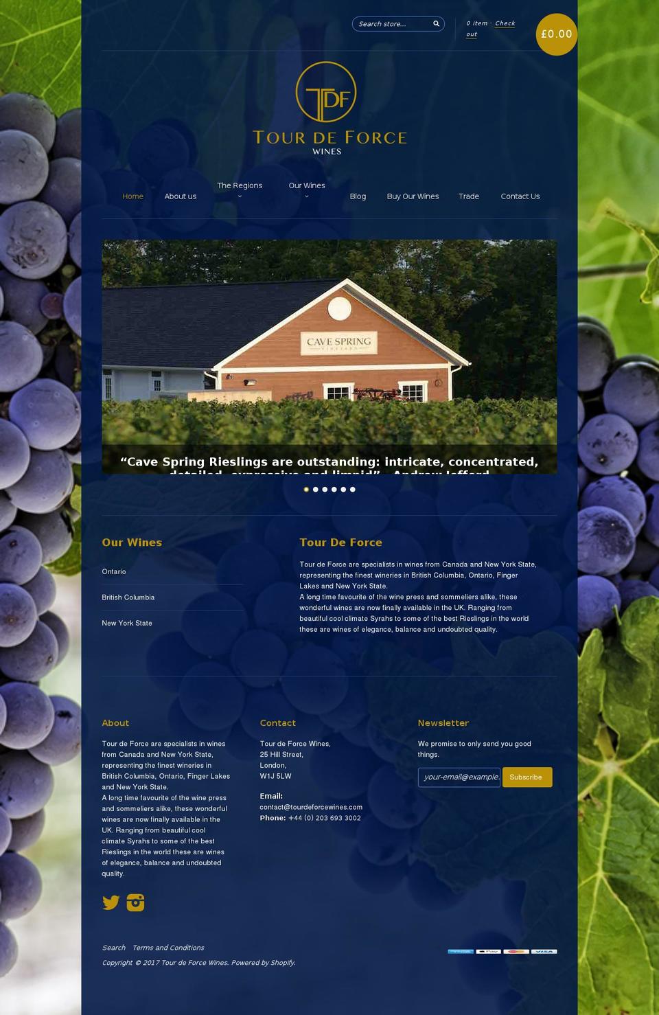tourdeforcewines.com shopify website screenshot