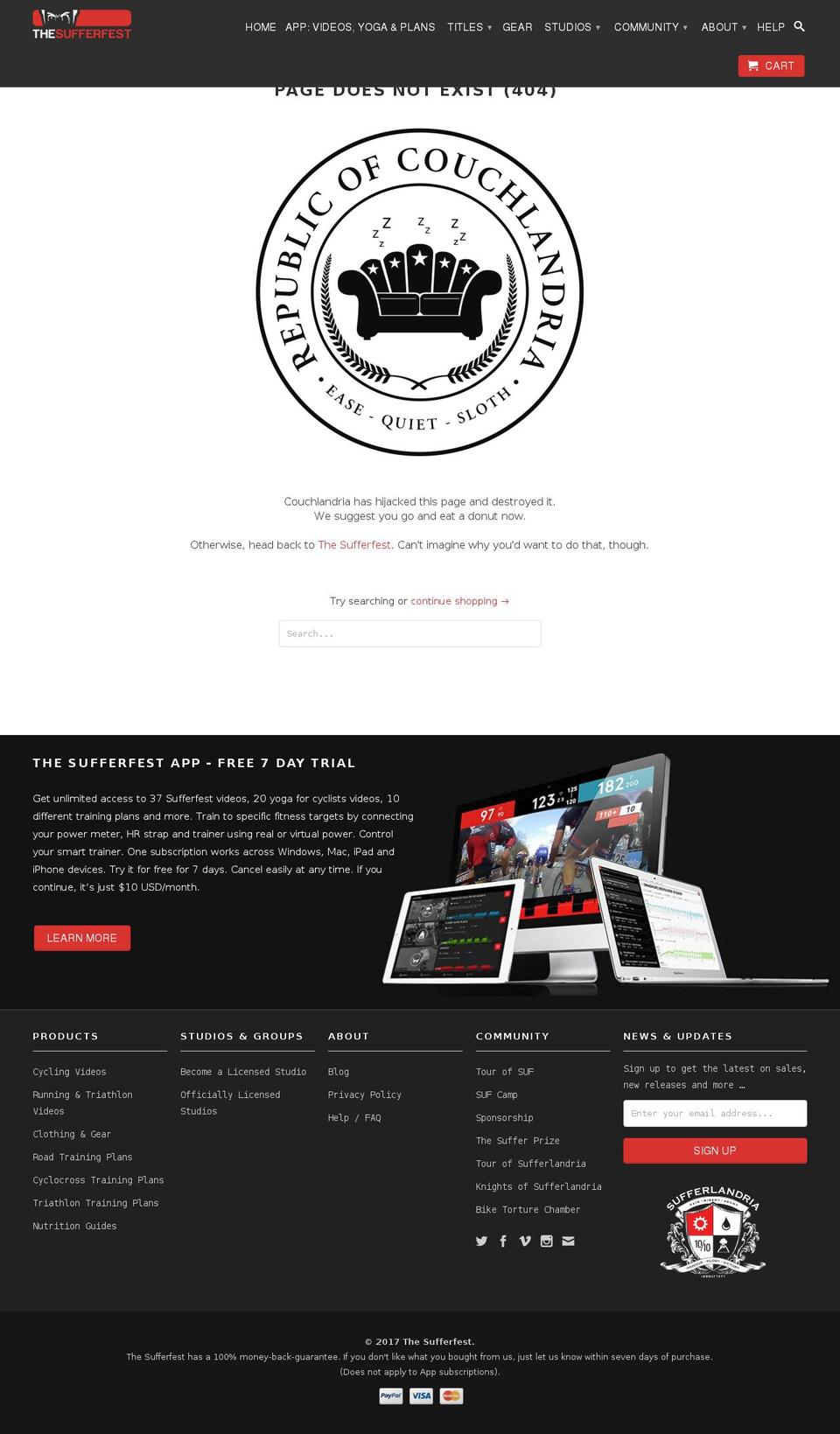 tourofsufferlandria.com shopify website screenshot