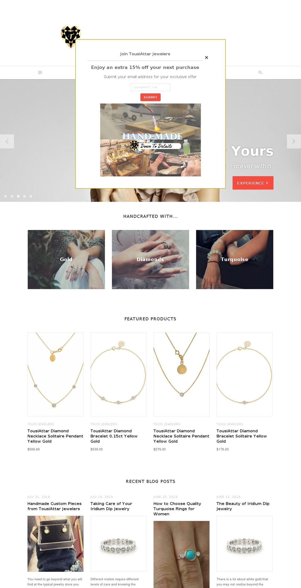 tousijewelers.com — Shopify storefront screenshot