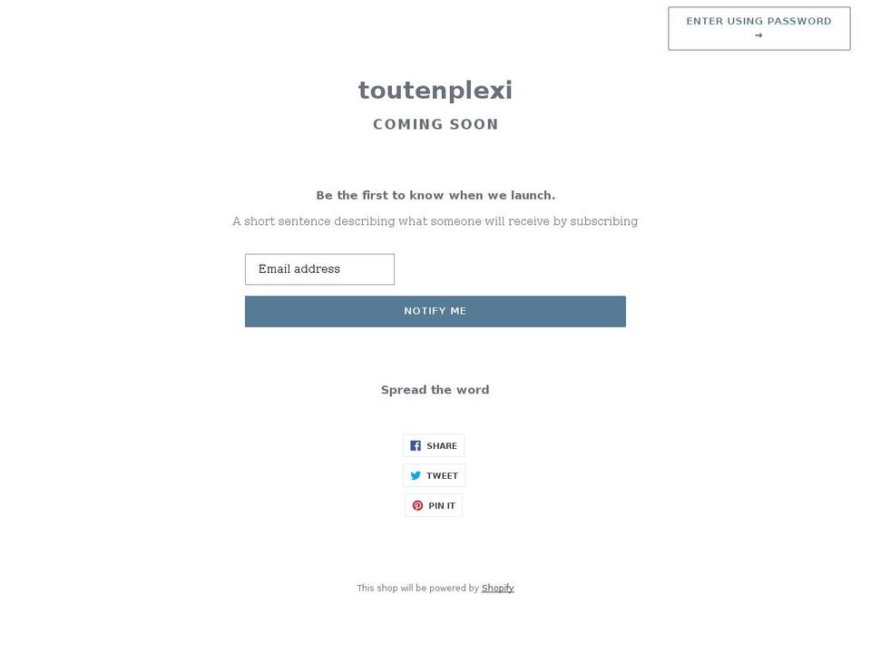 toutenplexi.com shopify website screenshot