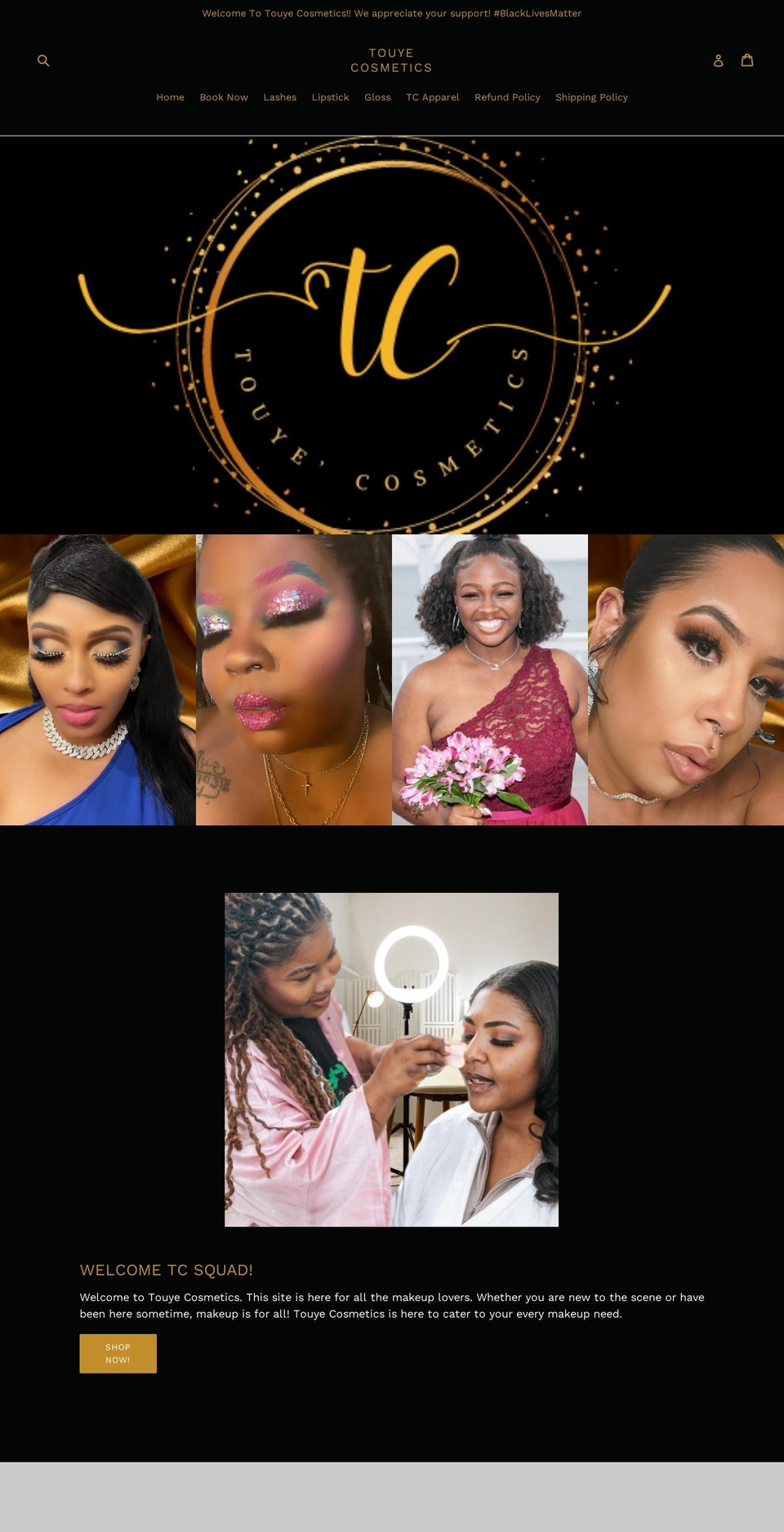 touyecosmetics.com — Shopify storefront screenshot