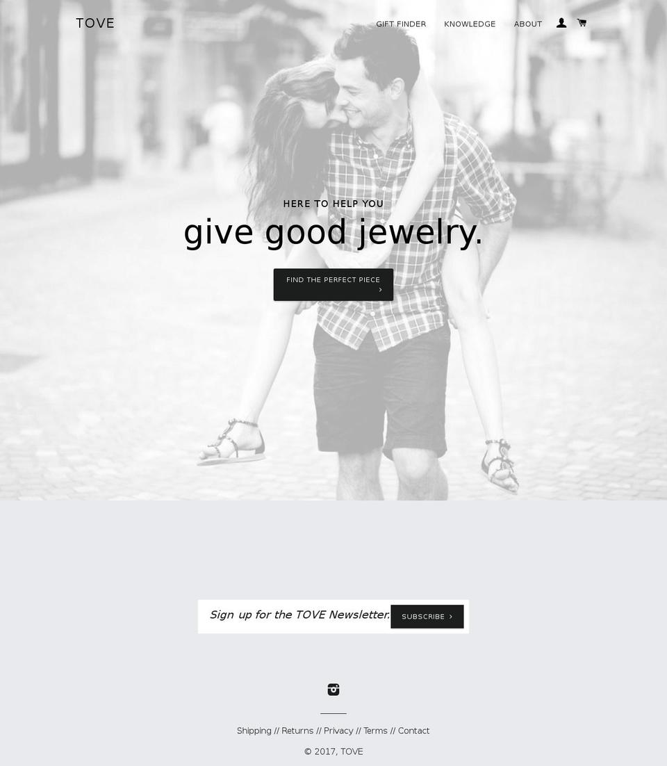 tove.co shopify website screenshot