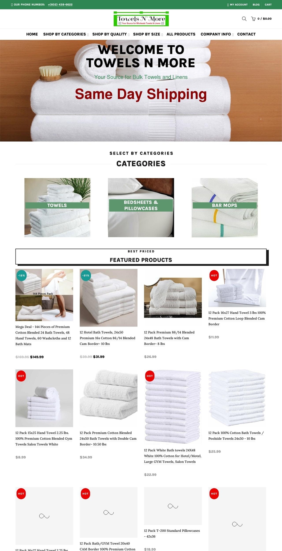 basel Shopify theme site example towelsnmore.com