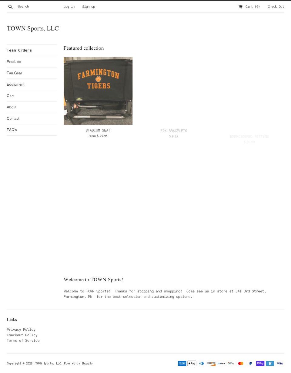 town-sports-llc.myshopify.com shopify website screenshot