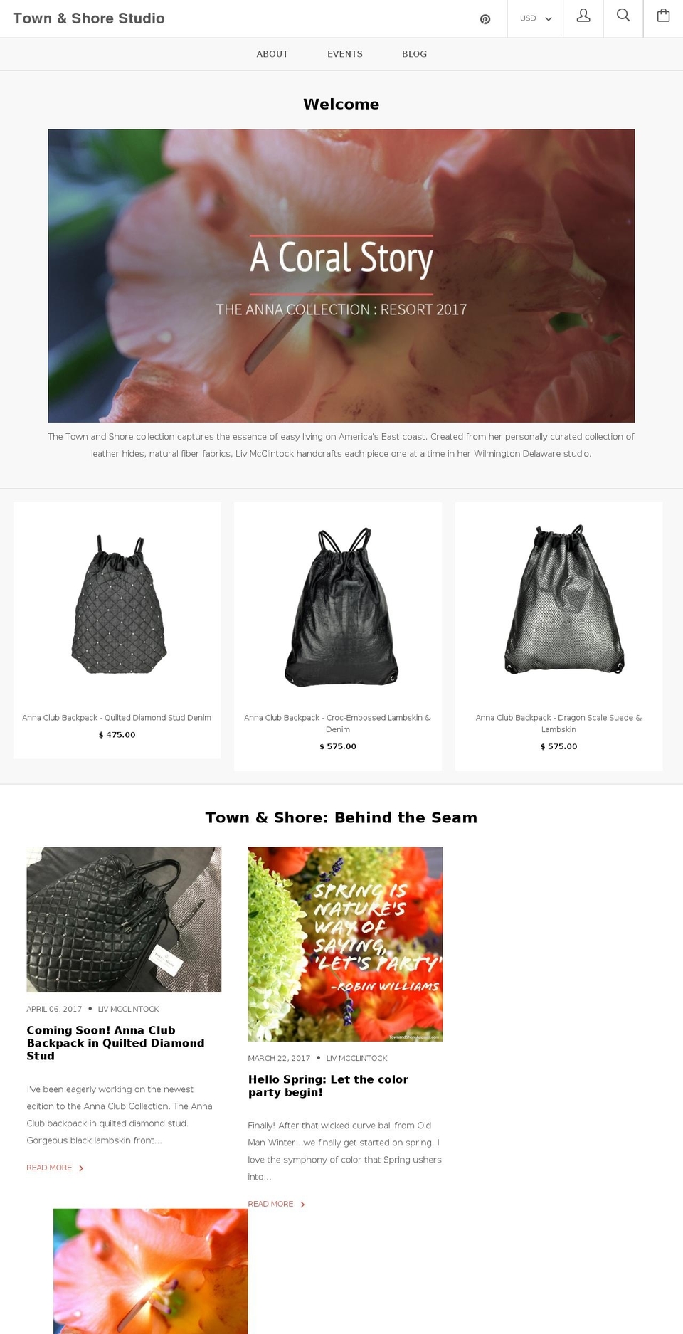 townandshoreapparel.com shopify website screenshot