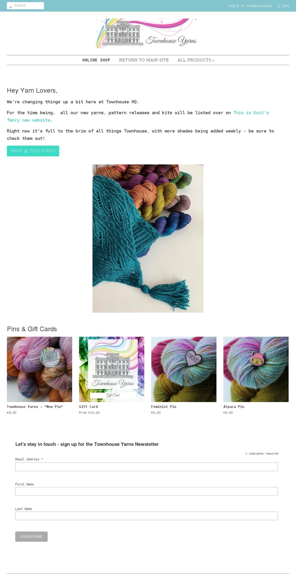 townhouse-yarns.myshopify.com shopify website screenshot