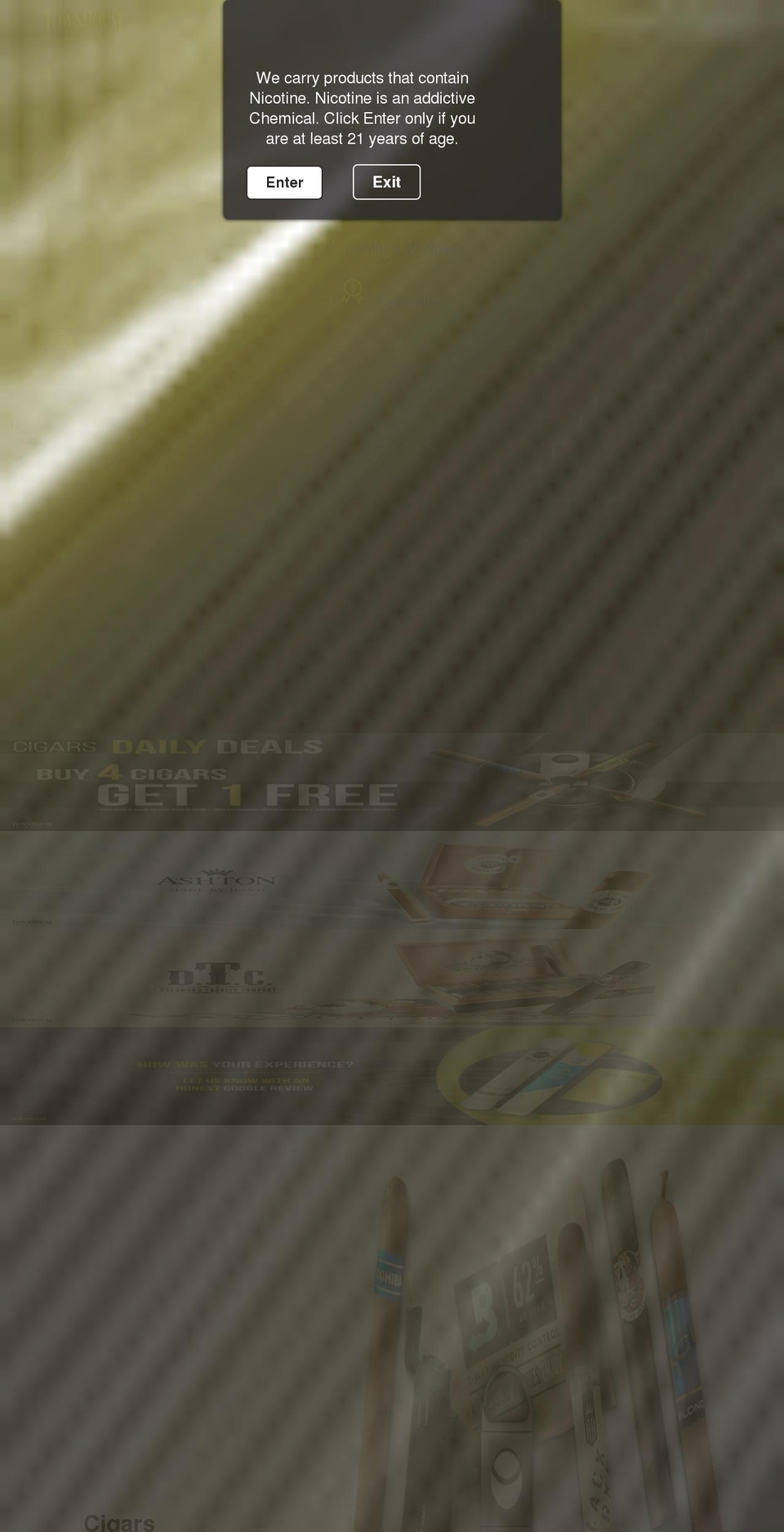 townhousecigar.com shopify website screenshot