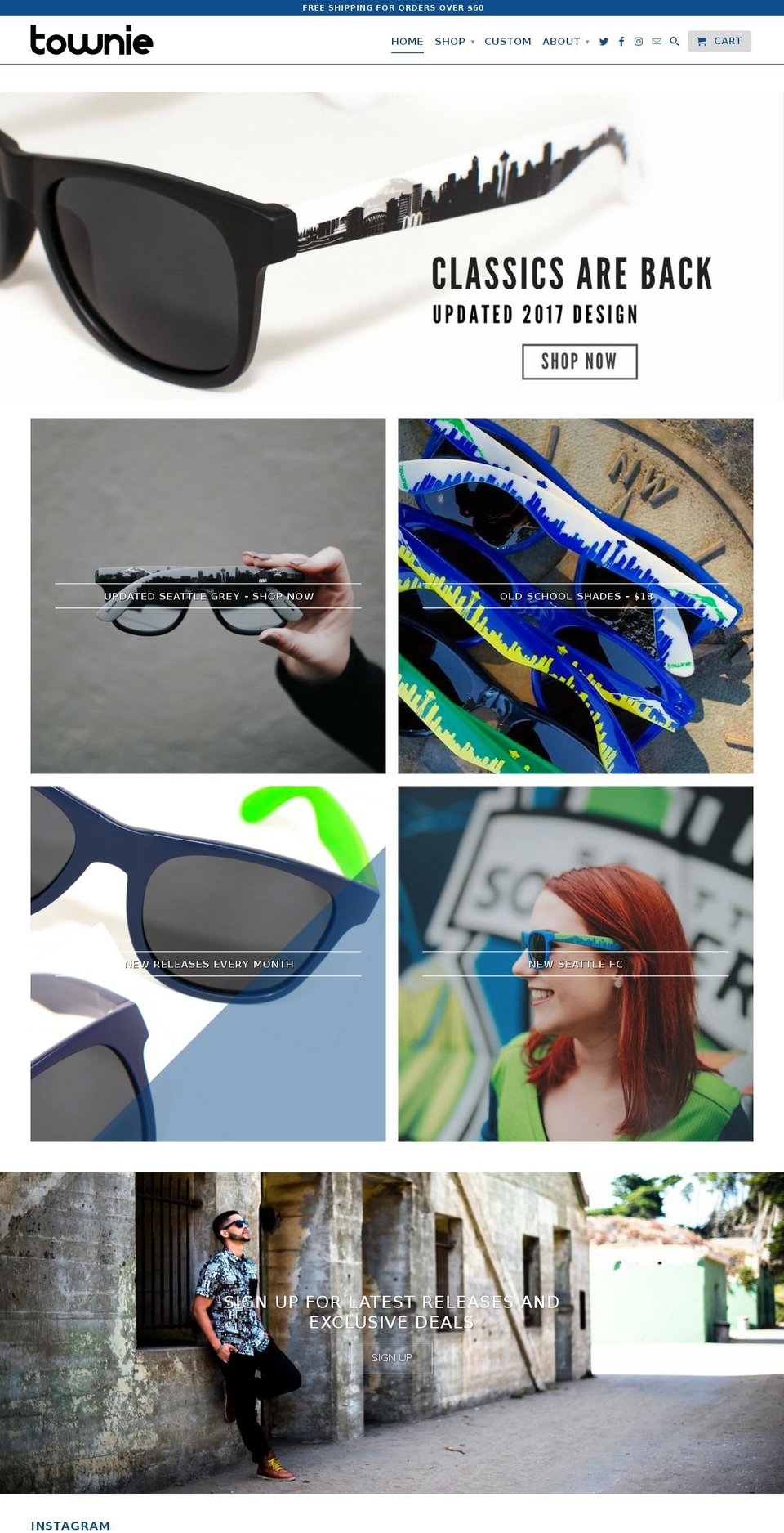 townieshades.com shopify website screenshot