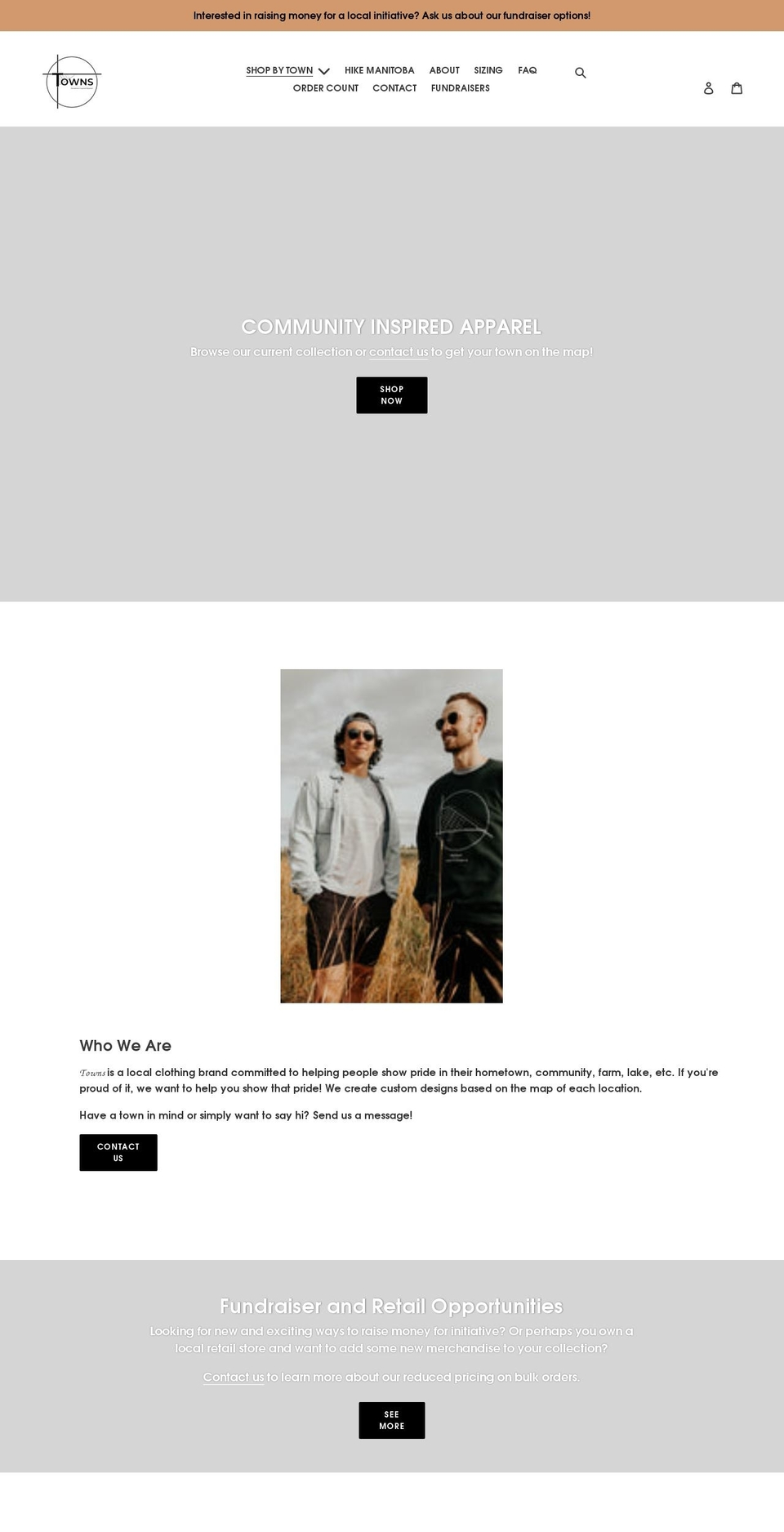townsapparelco.com shopify website screenshot