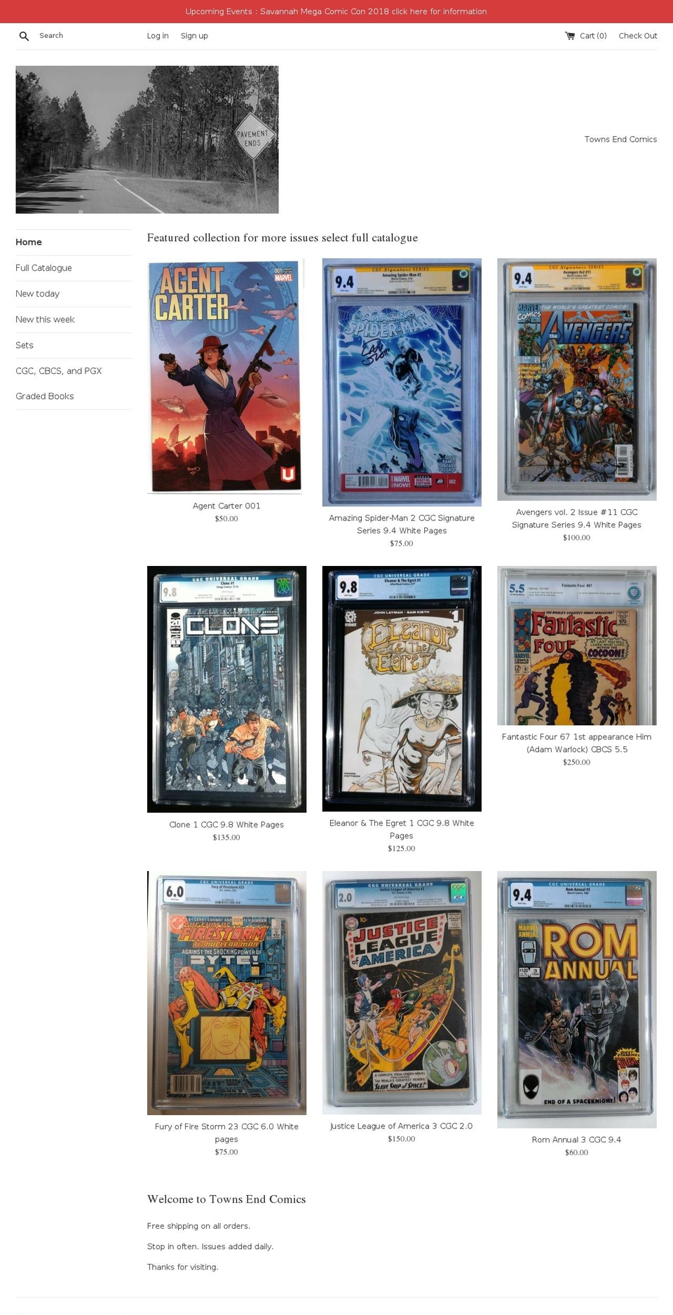 townsendcomics.com — Shopify storefront screenshot