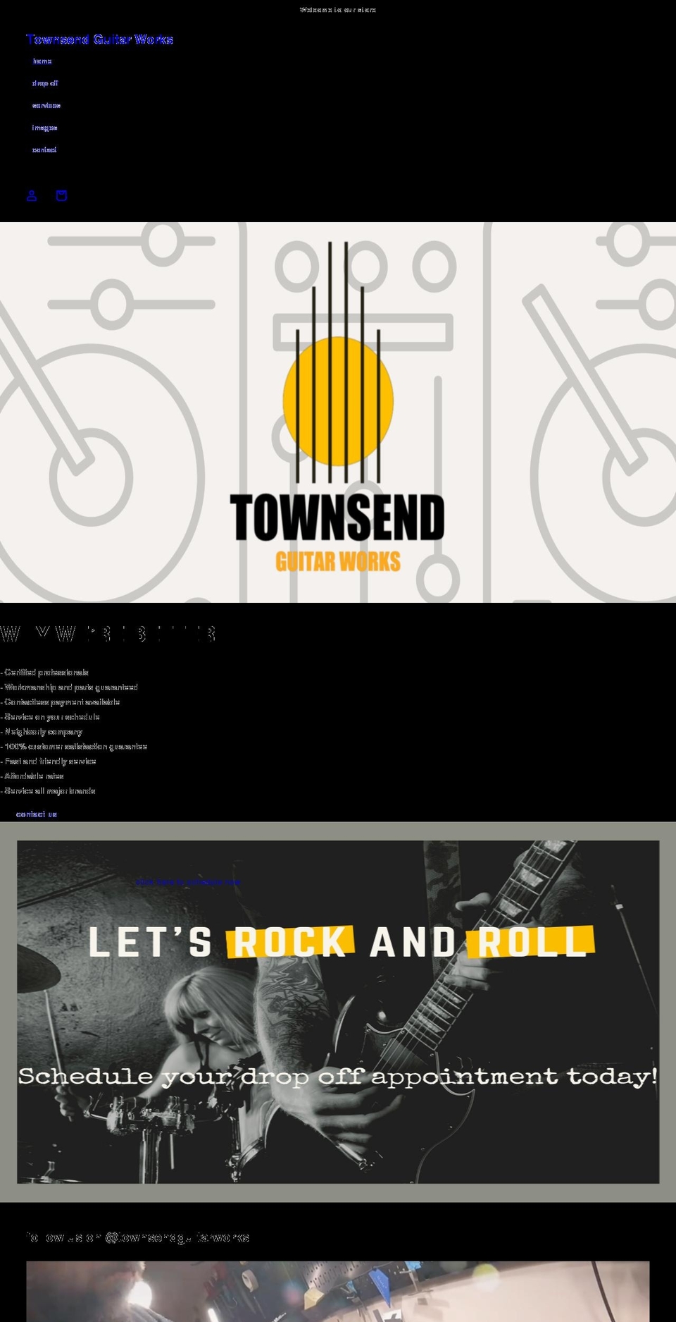 townsendguitarworks.com shopify website screenshot
