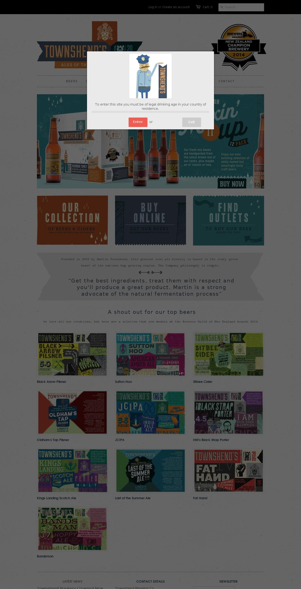 townshendbrewery.co.nz shopify website screenshot