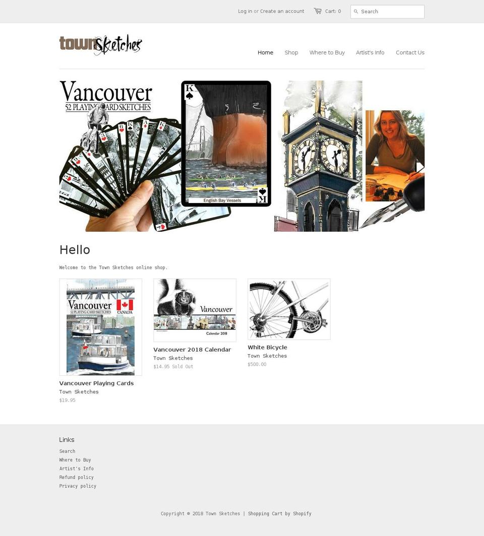 townsketches.com — Shopify storefront screenshot
