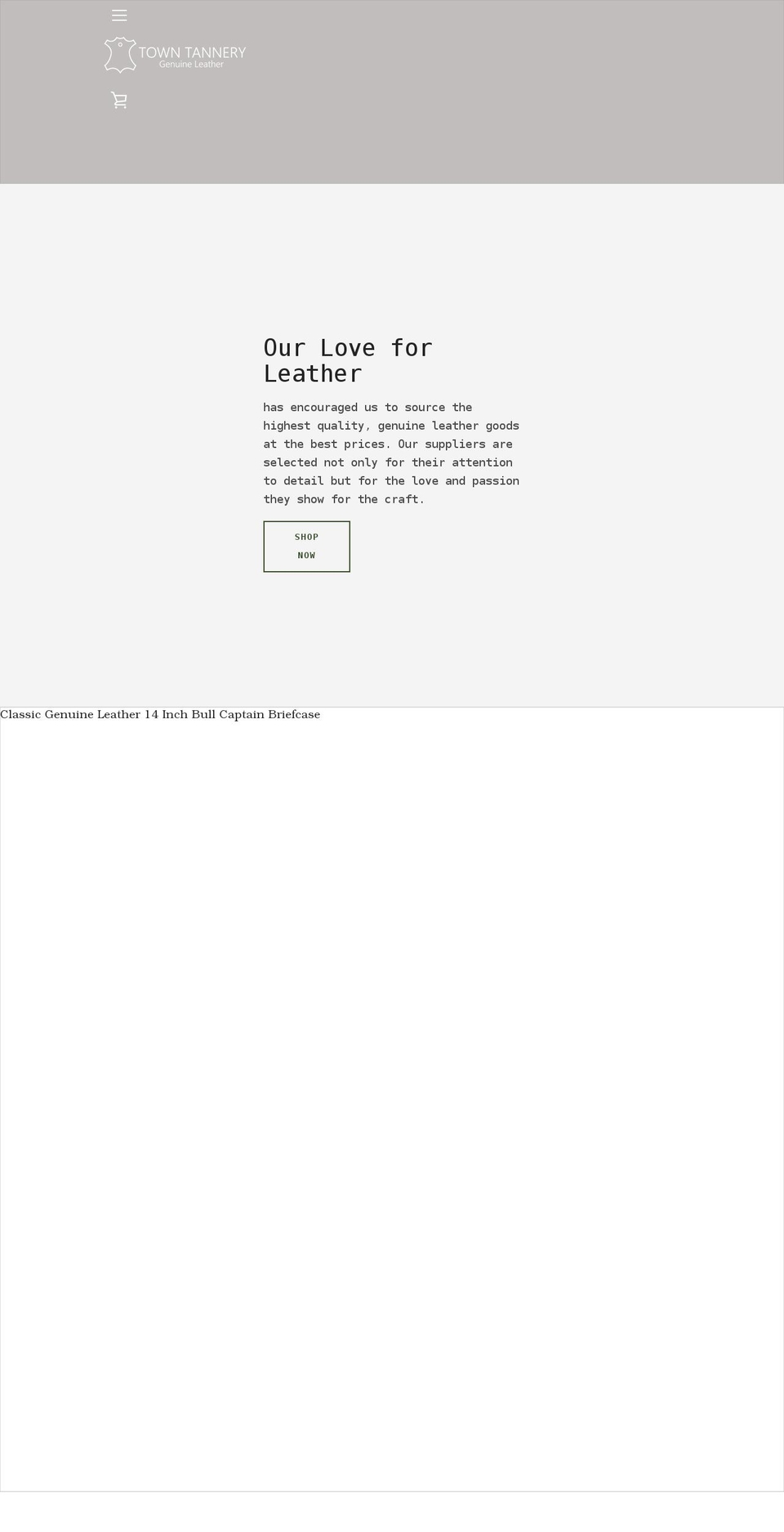 towntannery.com shopify website screenshot