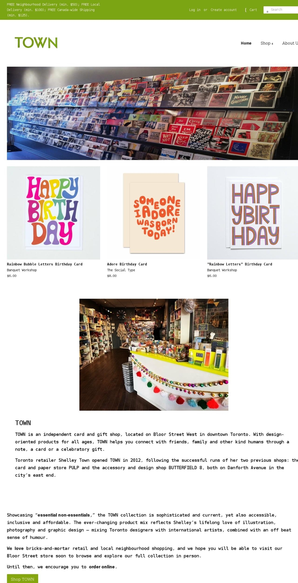 townthestore.com shopify website screenshot
