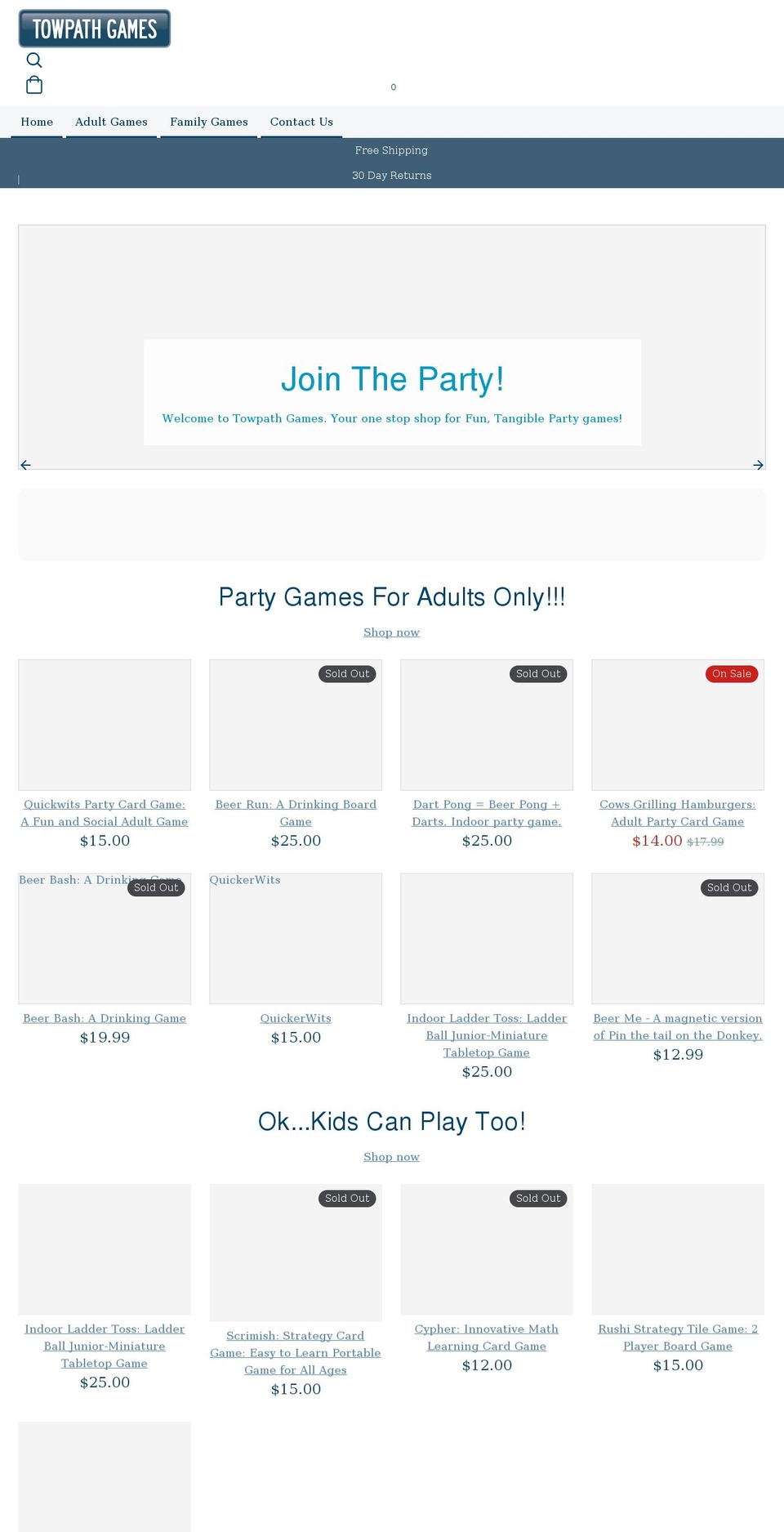 towpathgames.com shopify website screenshot
