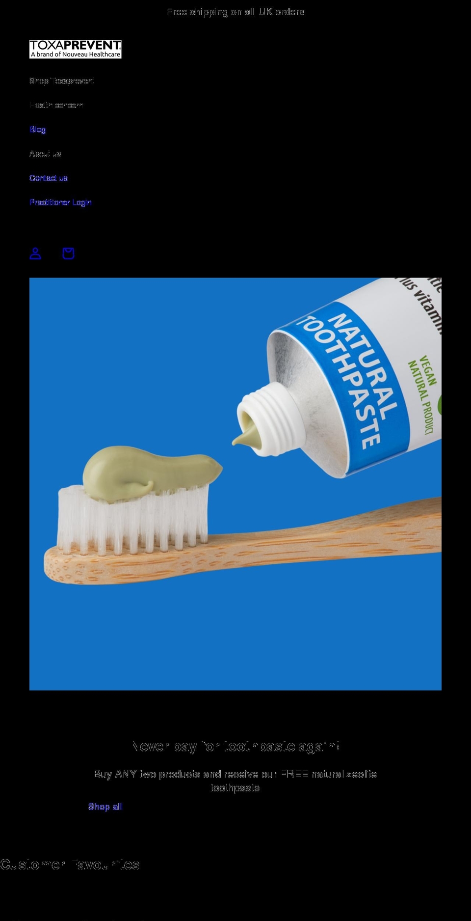 toxaprevent.co.uk shopify website screenshot