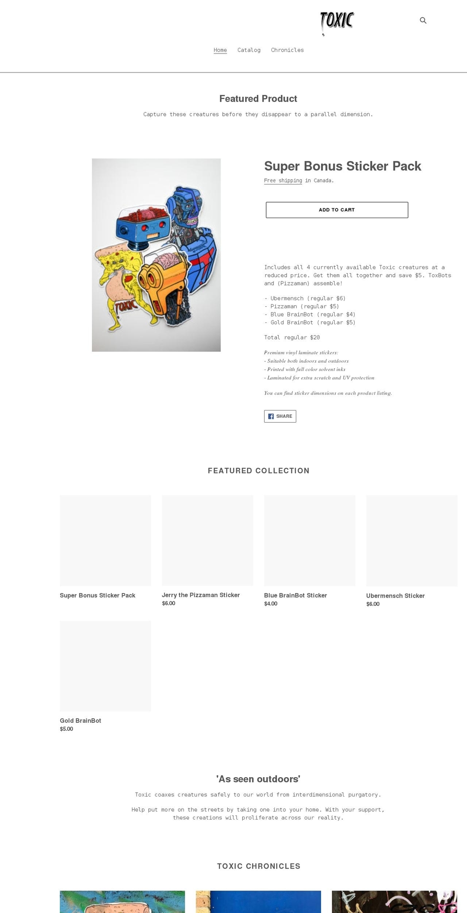 toxicart.ca shopify website screenshot