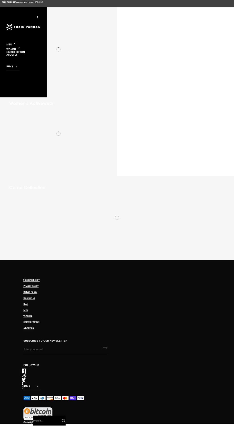 toxicpandas.com shopify website screenshot