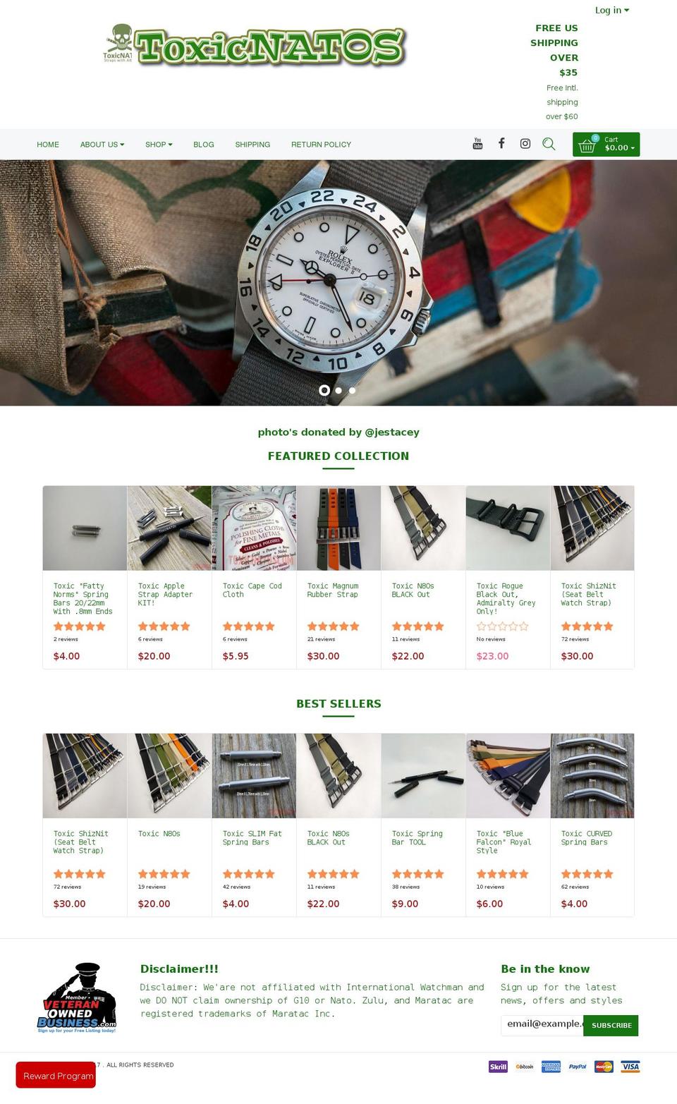 toxicstraps.com shopify website screenshot