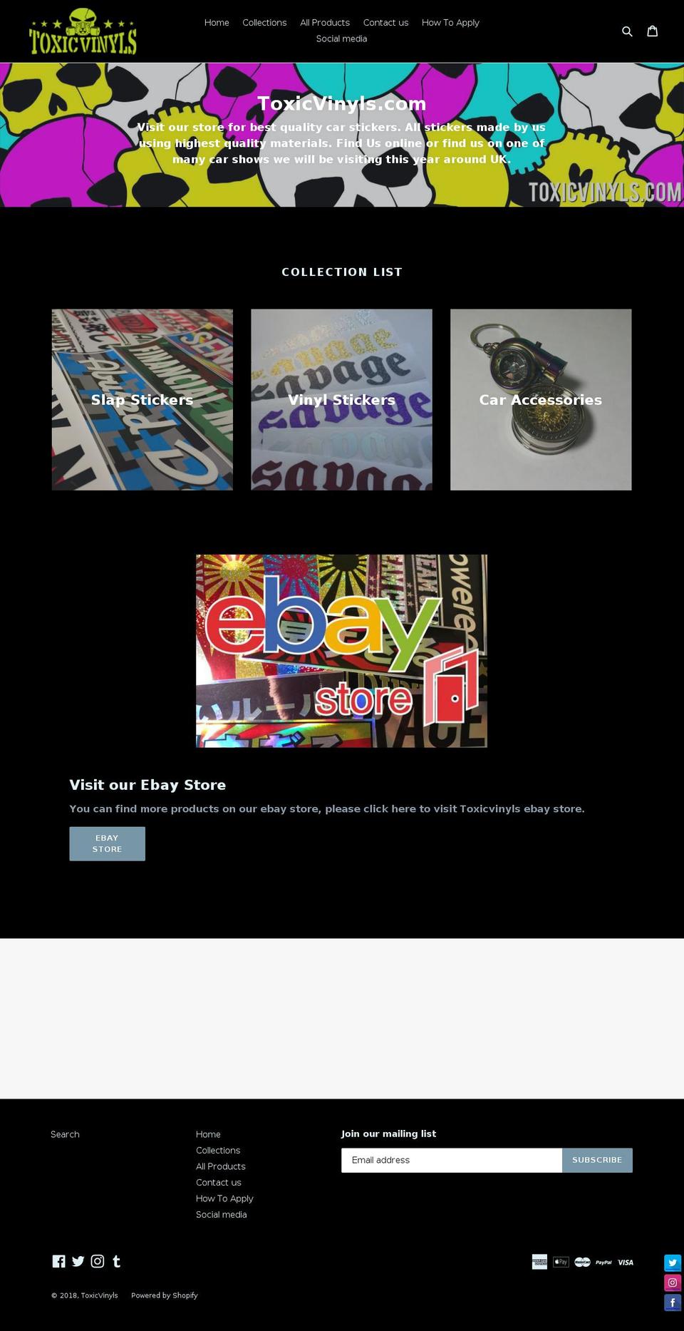 toxicvinyls.com shopify website screenshot