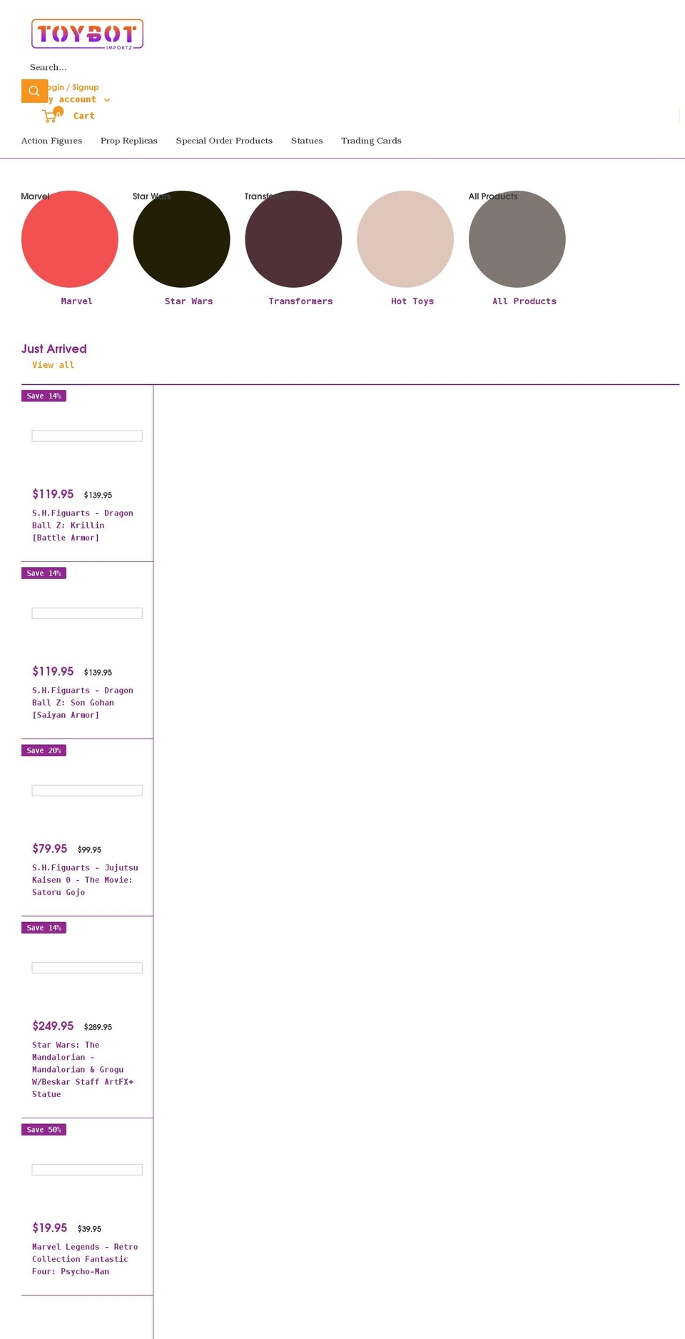 toybotimportz.com.au shopify website screenshot