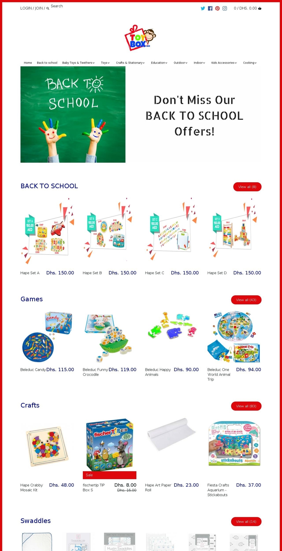 toybox.ae shopify website screenshot
