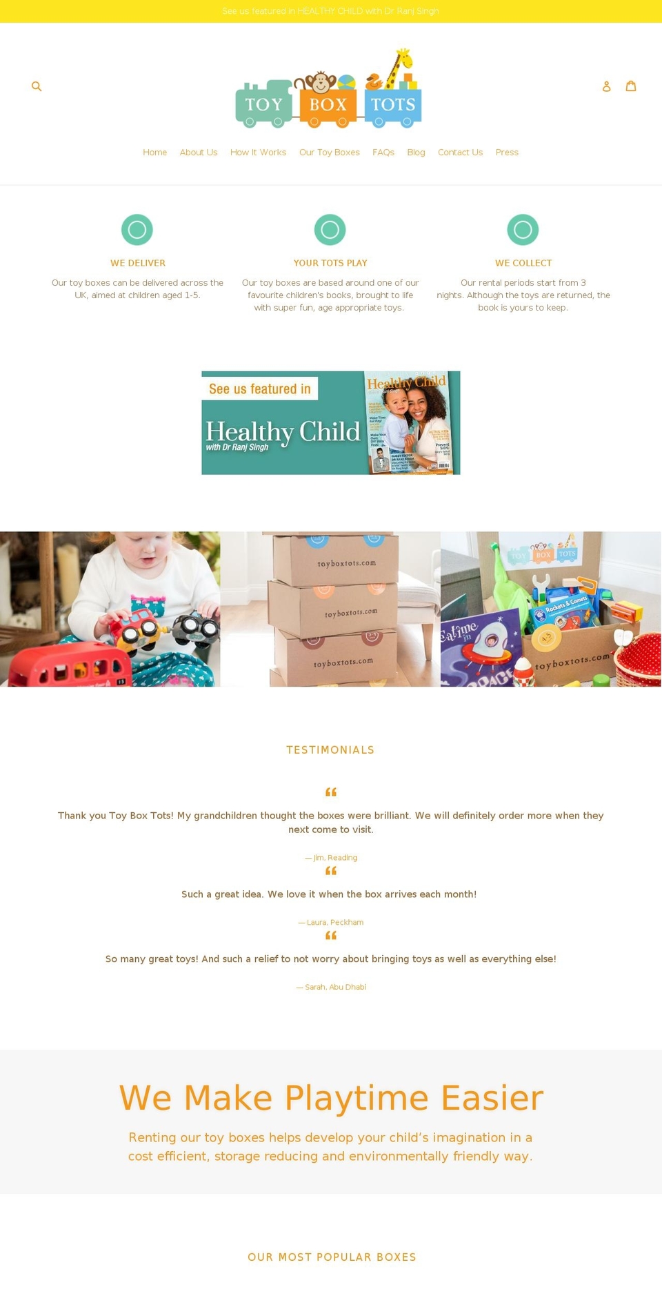 toyboxtots.com — Shopify storefront screenshot