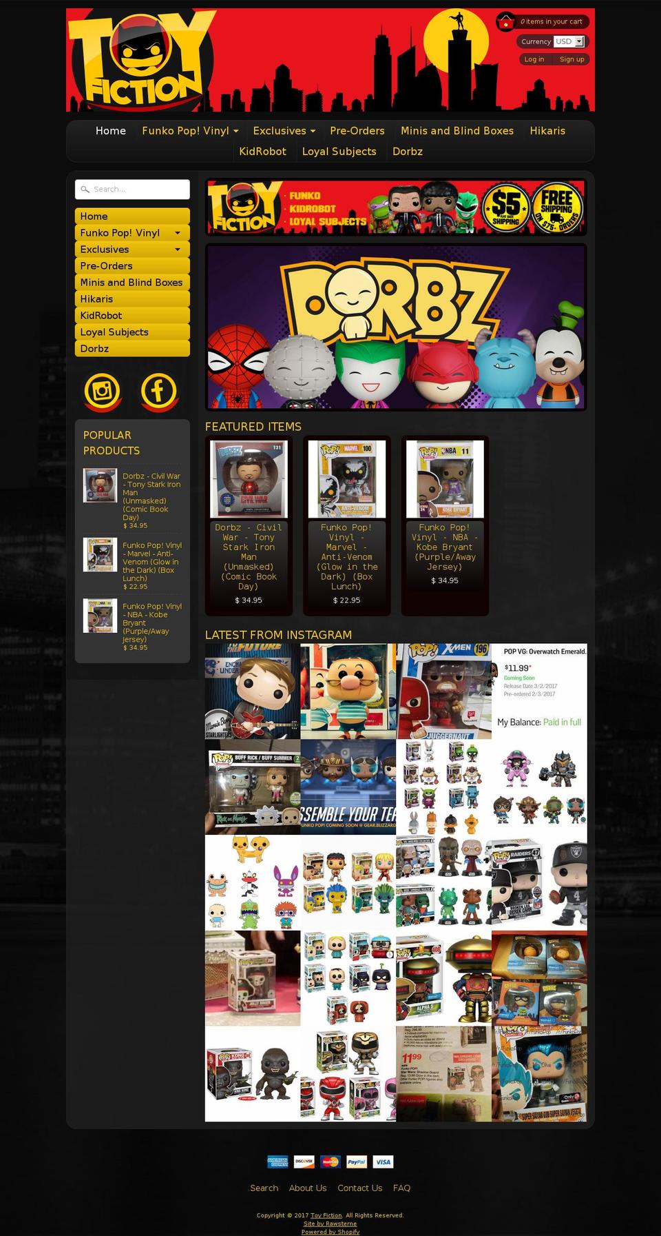 toyfiction.com shopify website screenshot