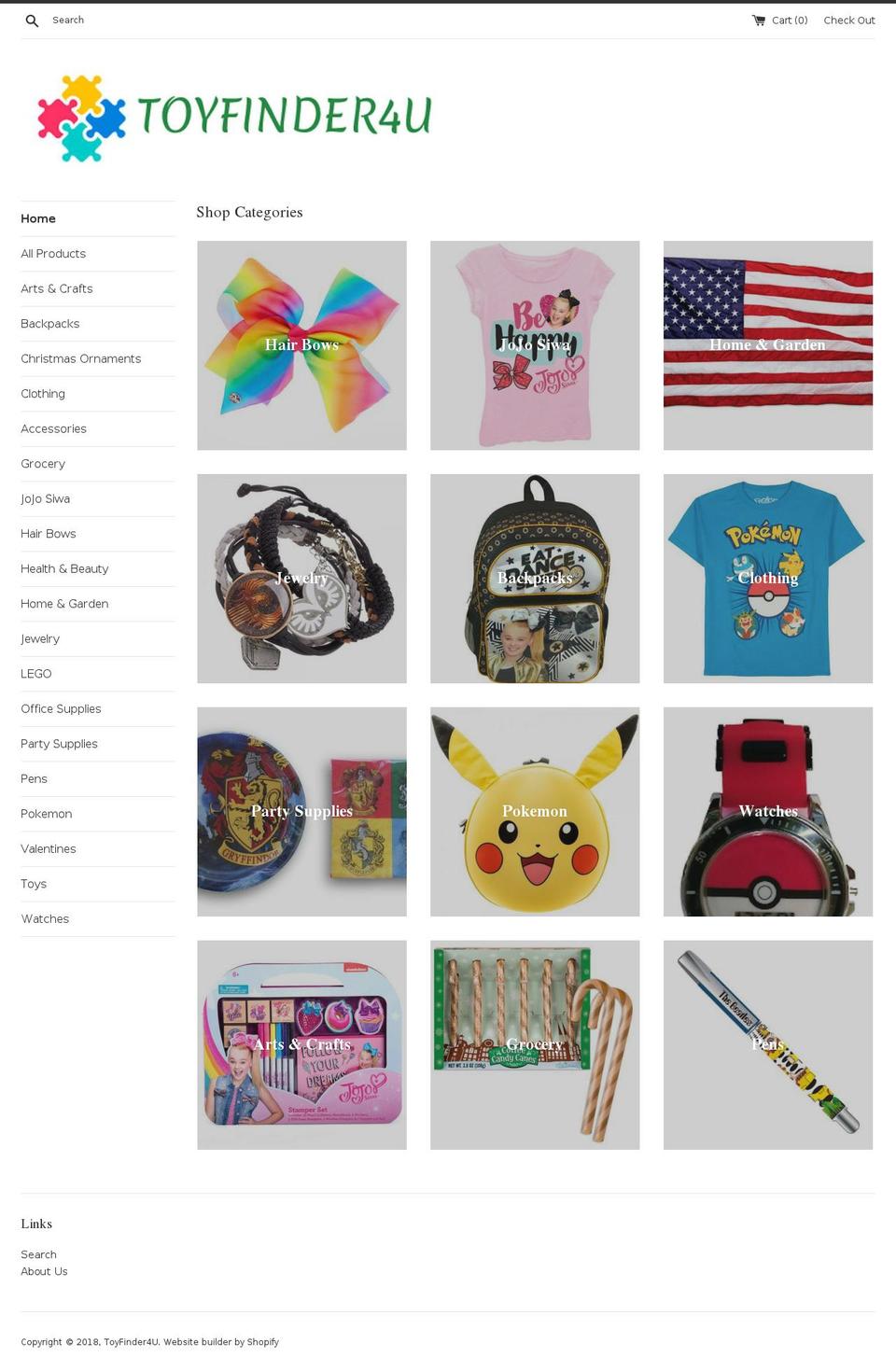 toyfinder4u.com — Shopify storefront screenshot