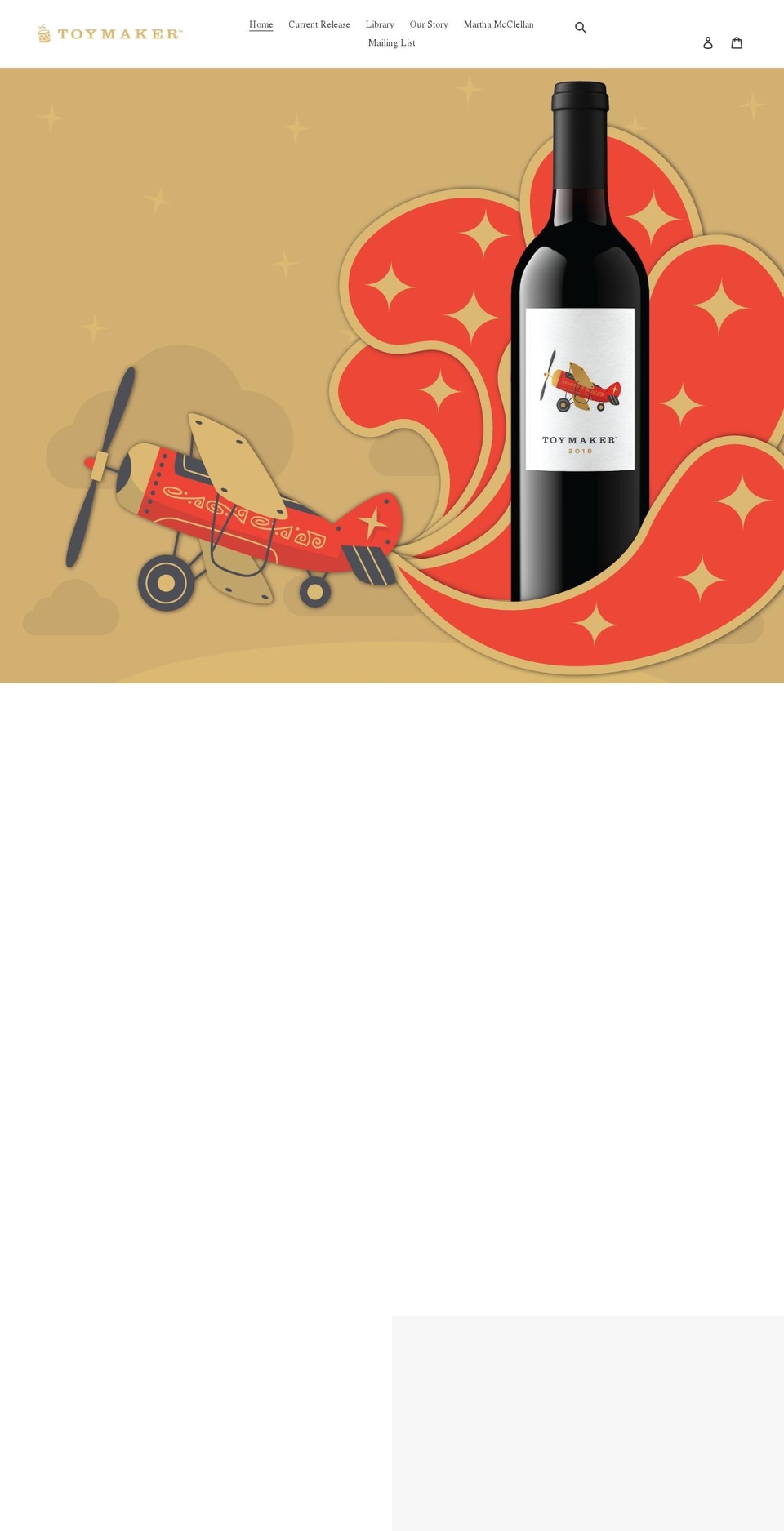toymakercellars.com shopify website screenshot