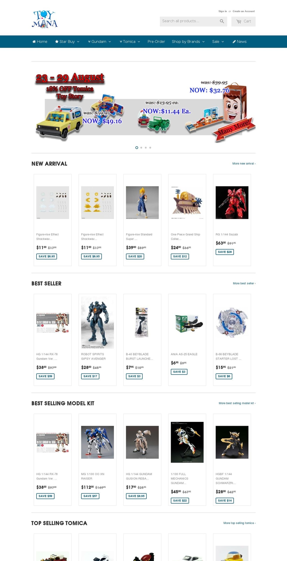 toymana.com shopify website screenshot