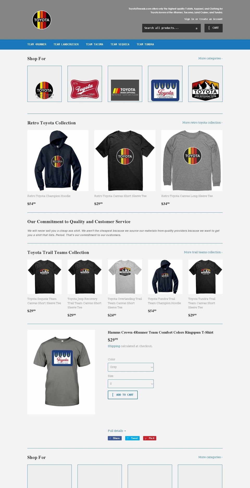 toyotathreads.com shopify website screenshot