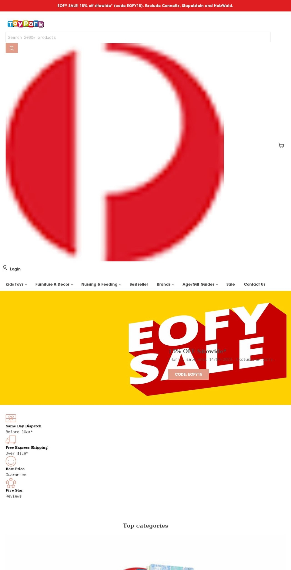 toypark.com.au shopify website screenshot