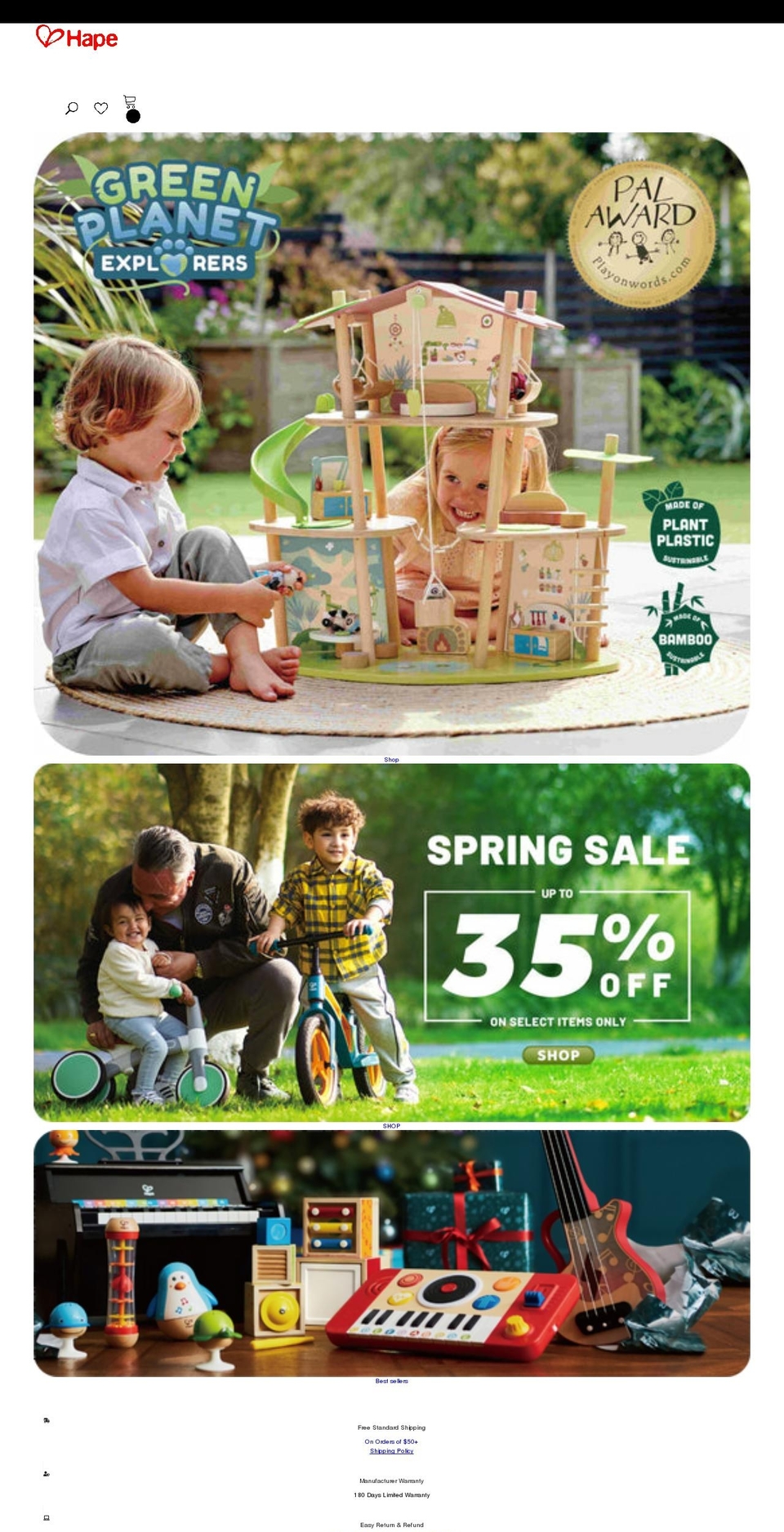 toys.hape.com shopify website screenshot