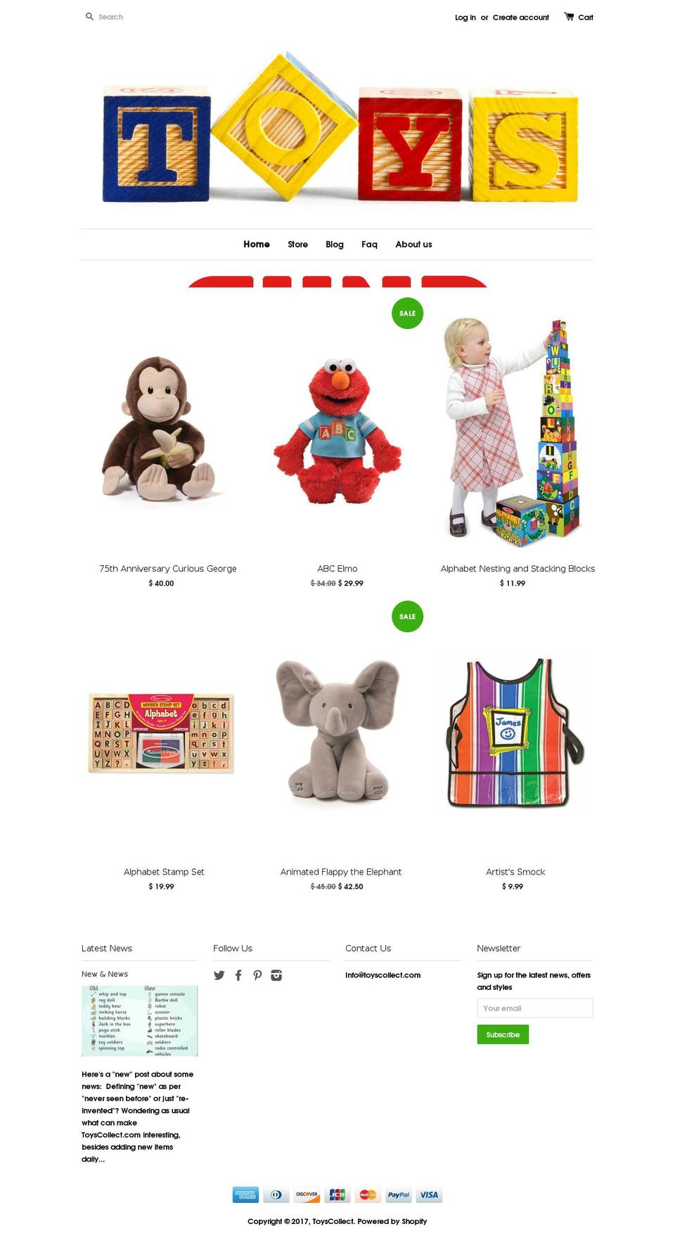 toyscollect.com shopify website screenshot