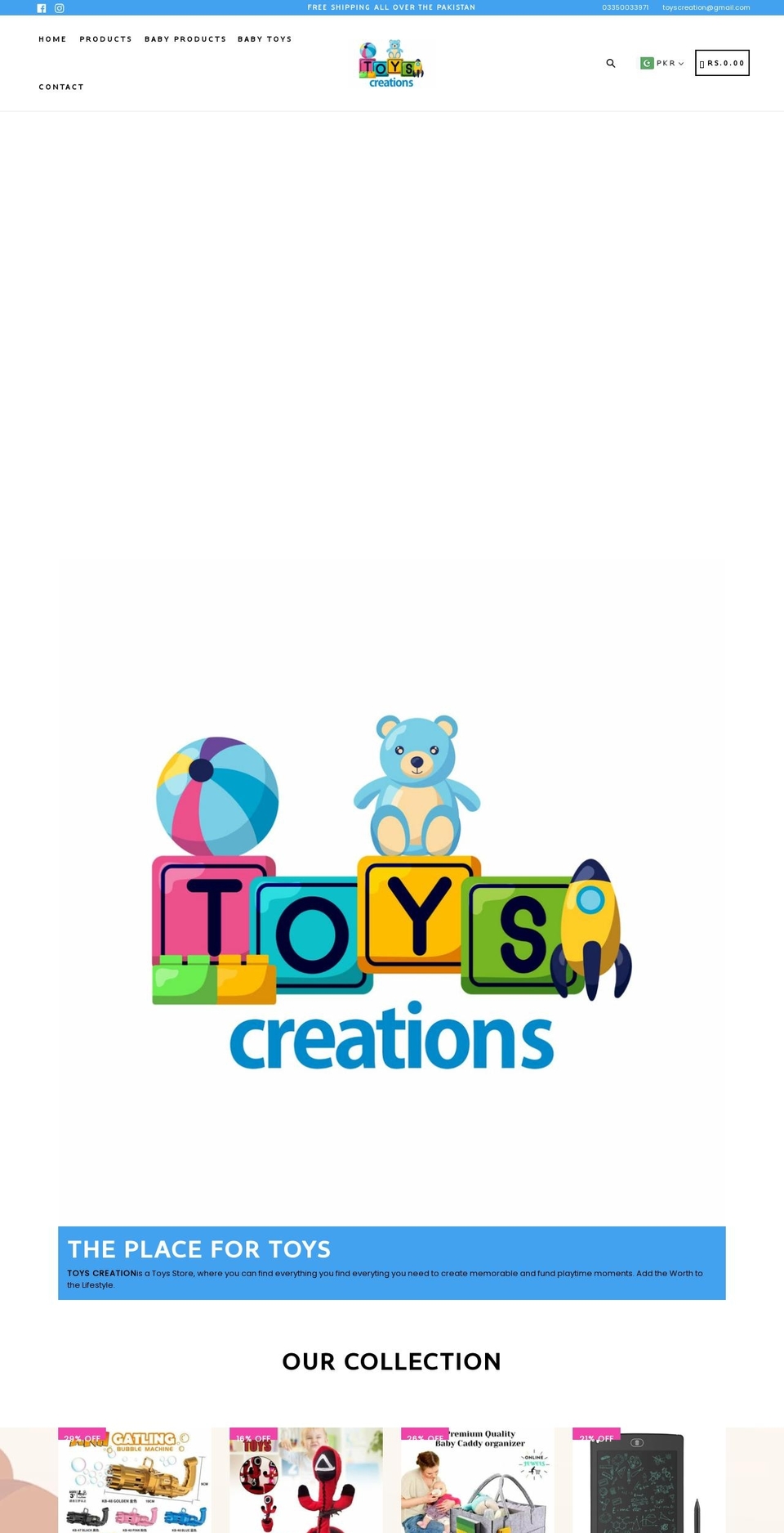 toyscreations.com shopify website screenshot