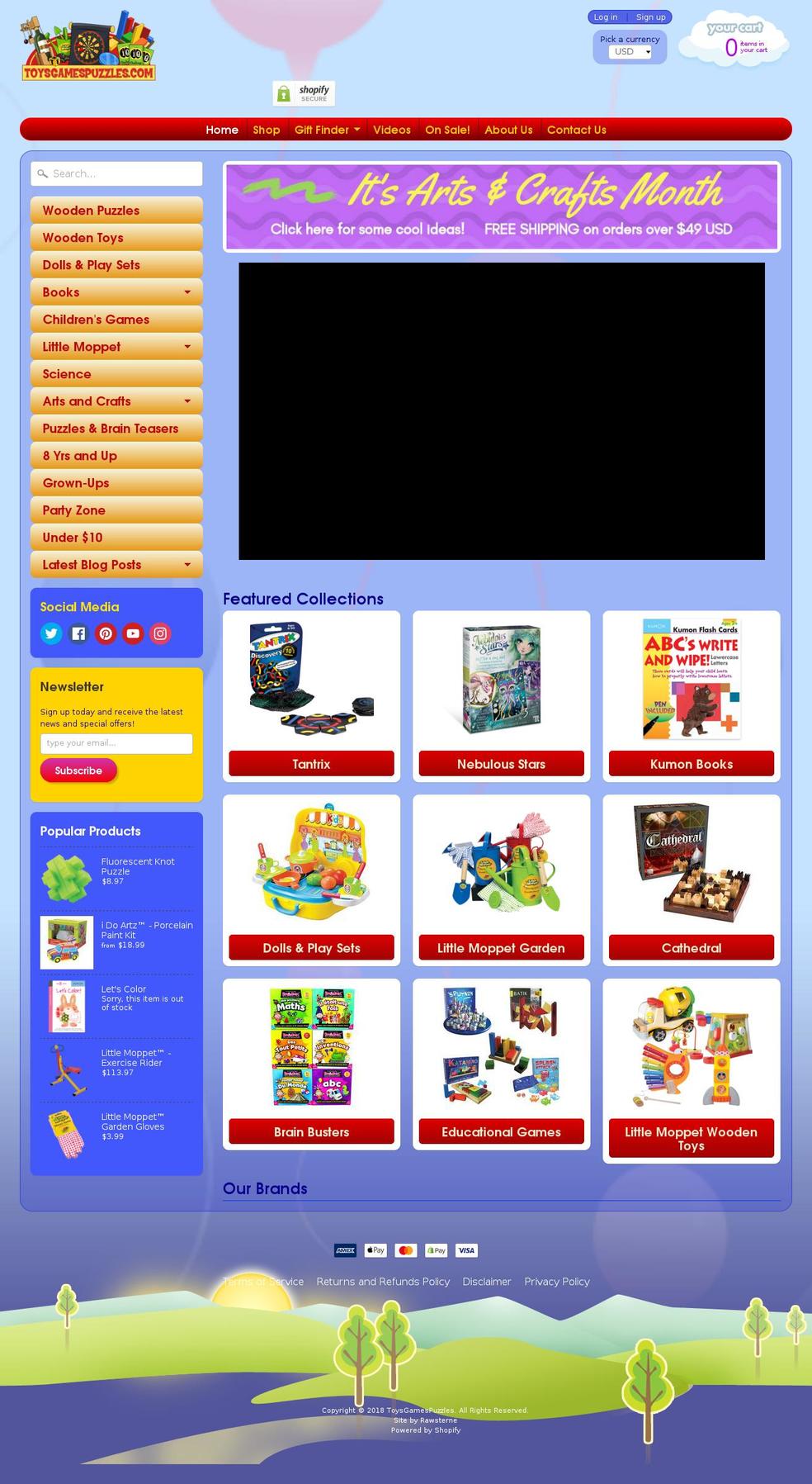 toysgamespuzzles.com shopify website screenshot