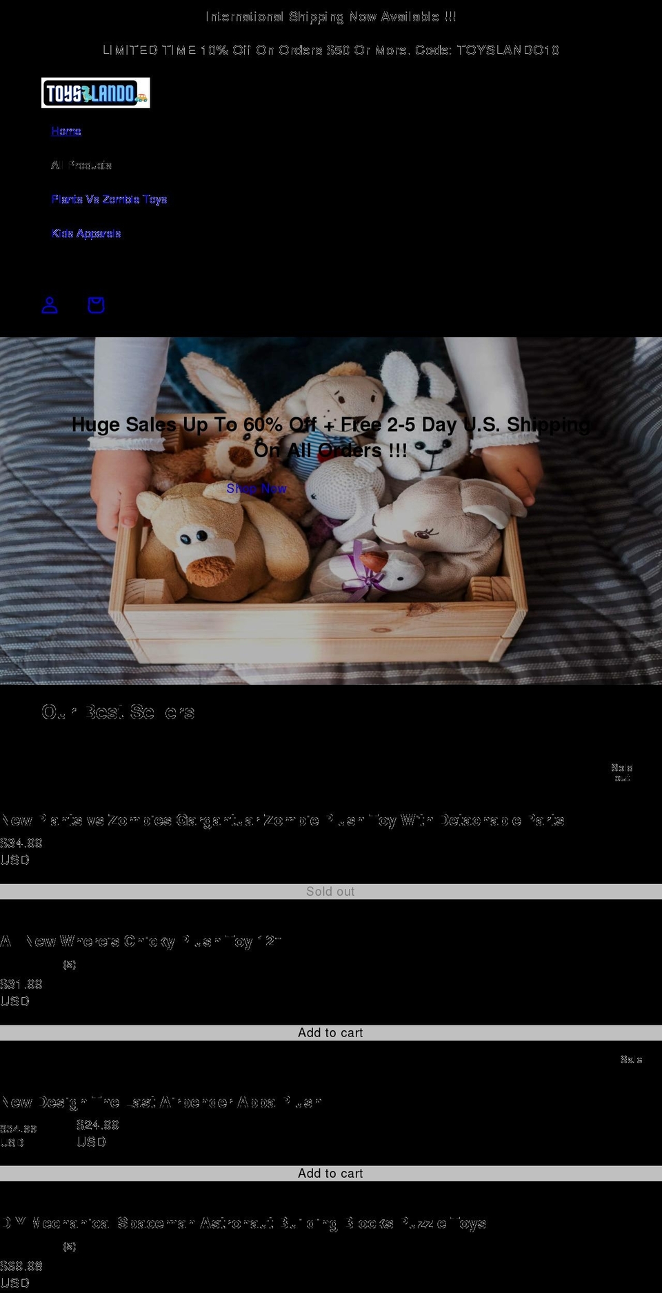 toyslando.com shopify website screenshot