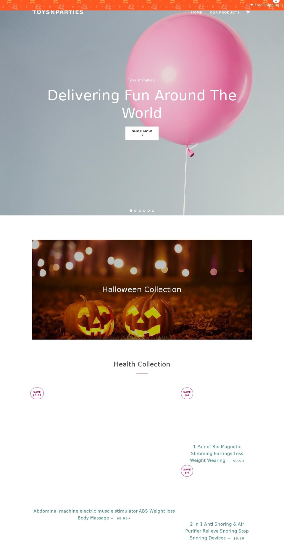 toysnparties.com — Shopify storefront screenshot