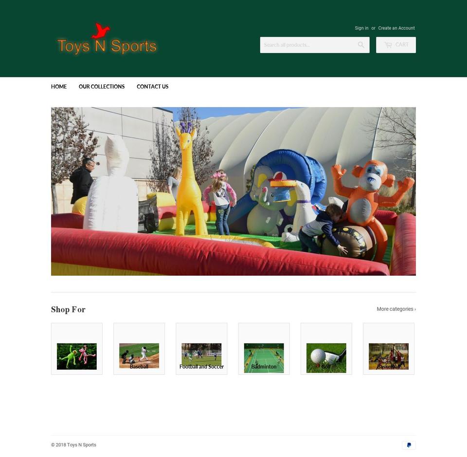 toysnsports.com — Shopify storefront screenshot
