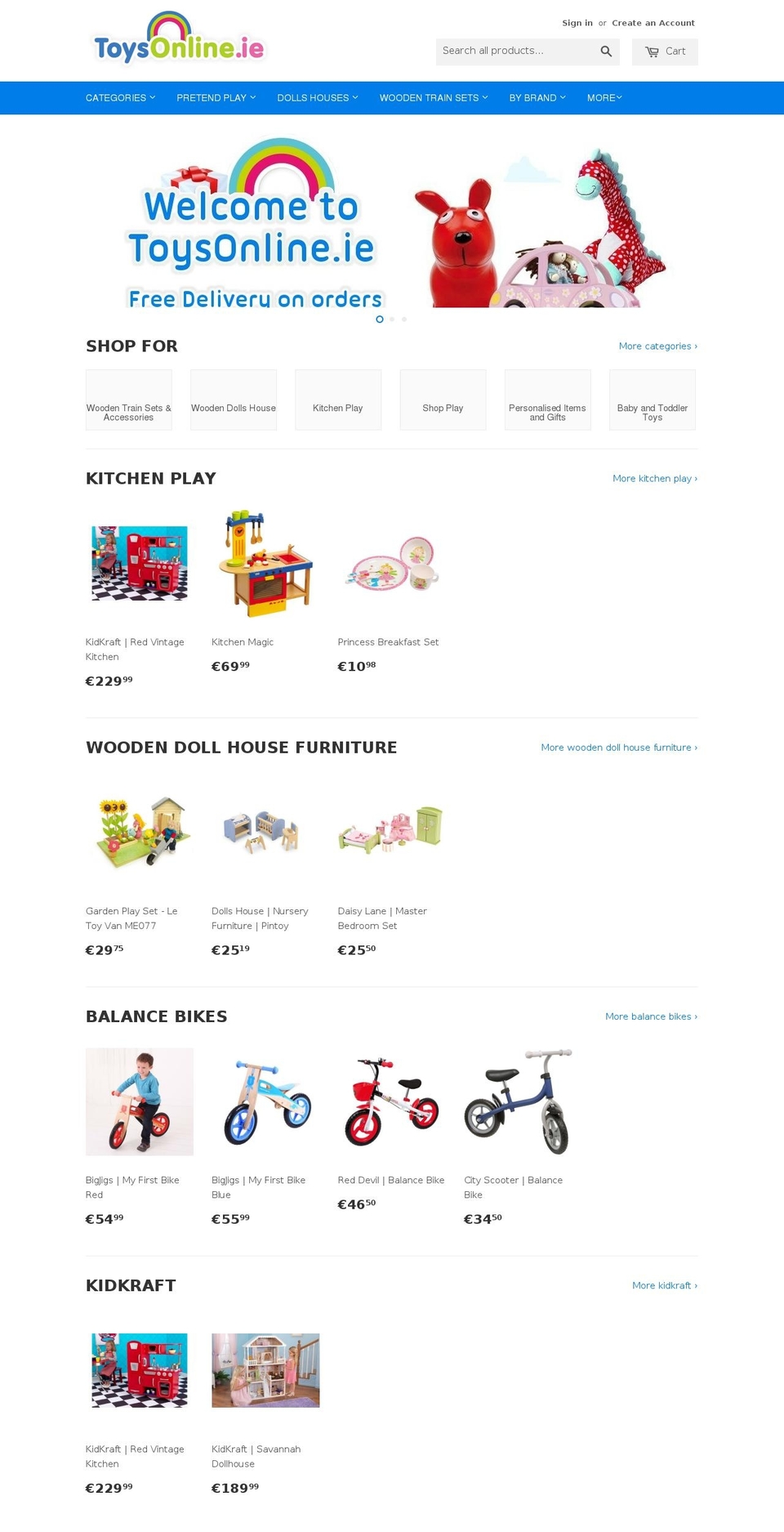 toysonline.ie shopify website screenshot