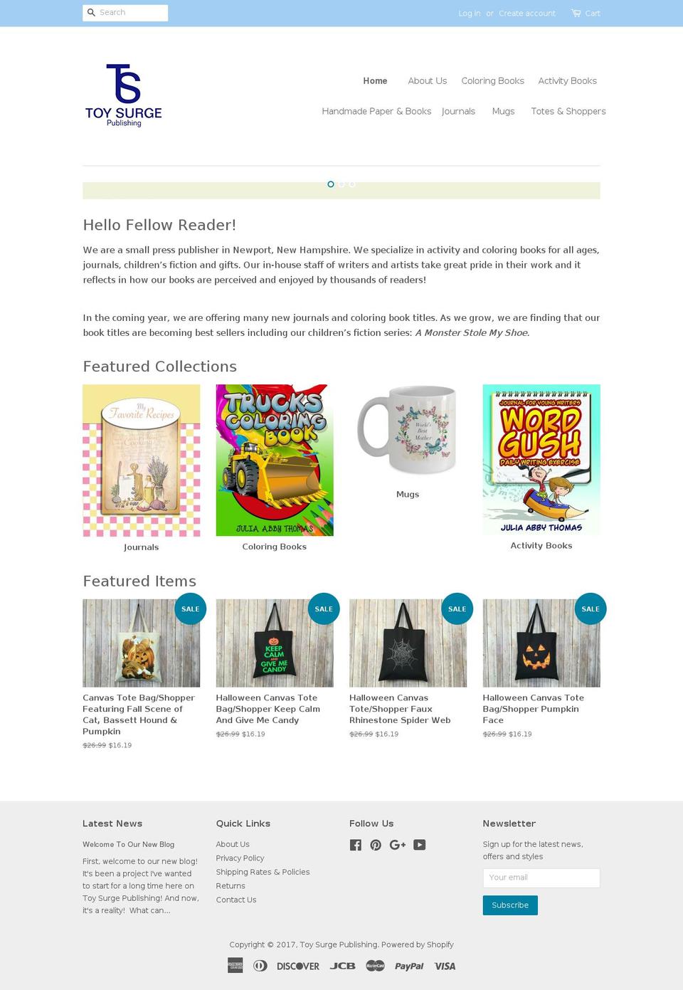 toysurgebooks.com shopify website screenshot