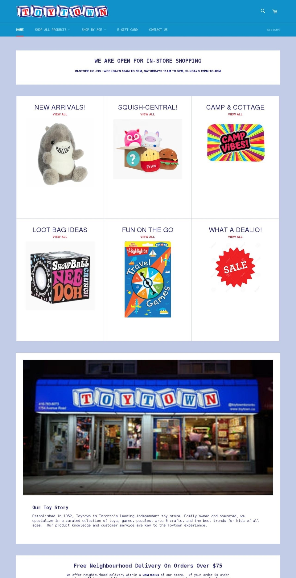 toytown.ca shopify website screenshot