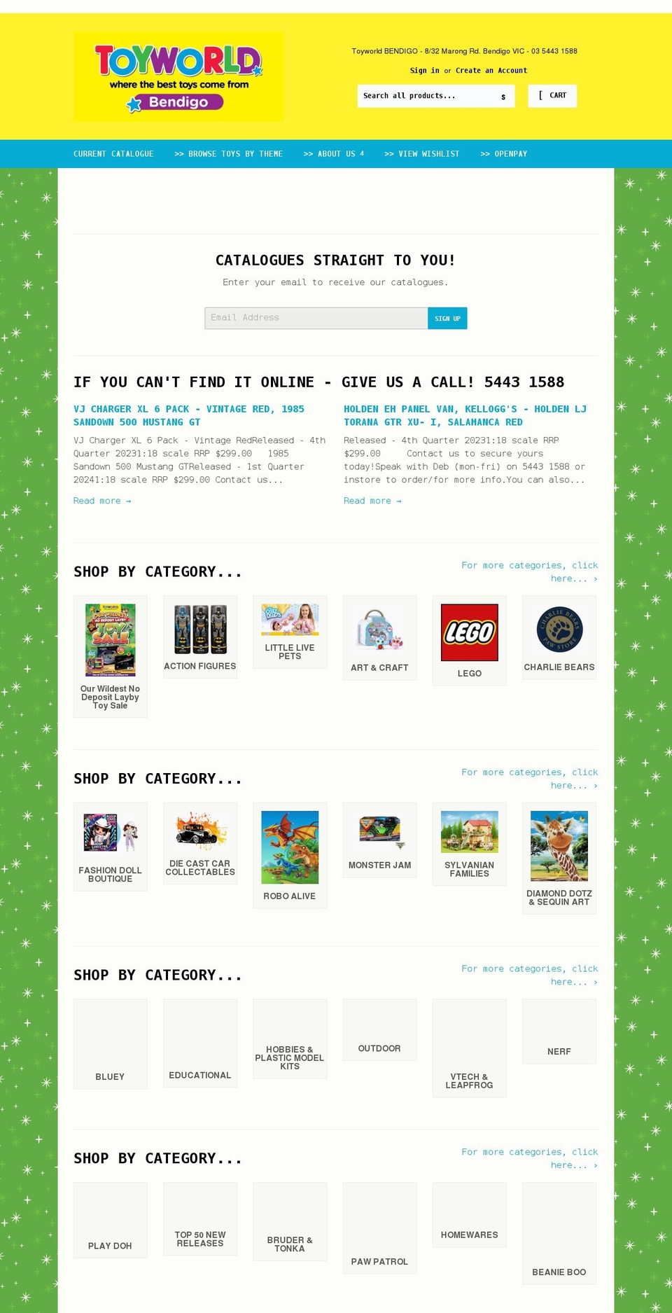 toyworldbendigo.com.au shopify website screenshot