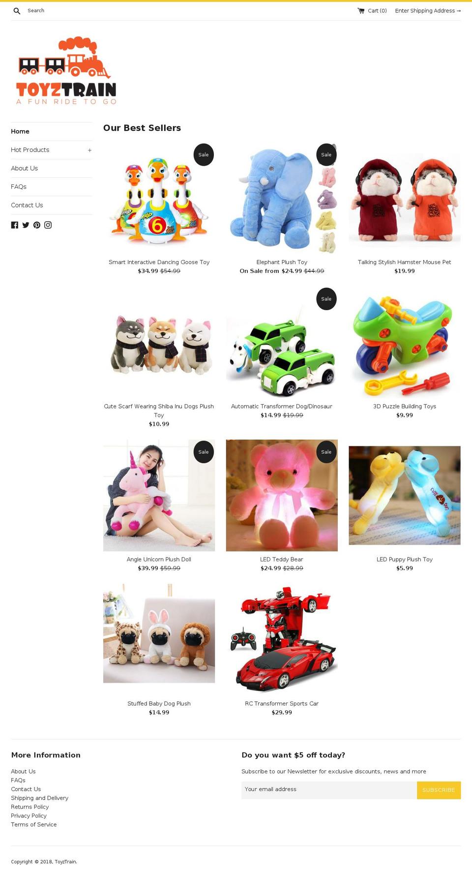 toyztrain.com — Shopify storefront screenshot