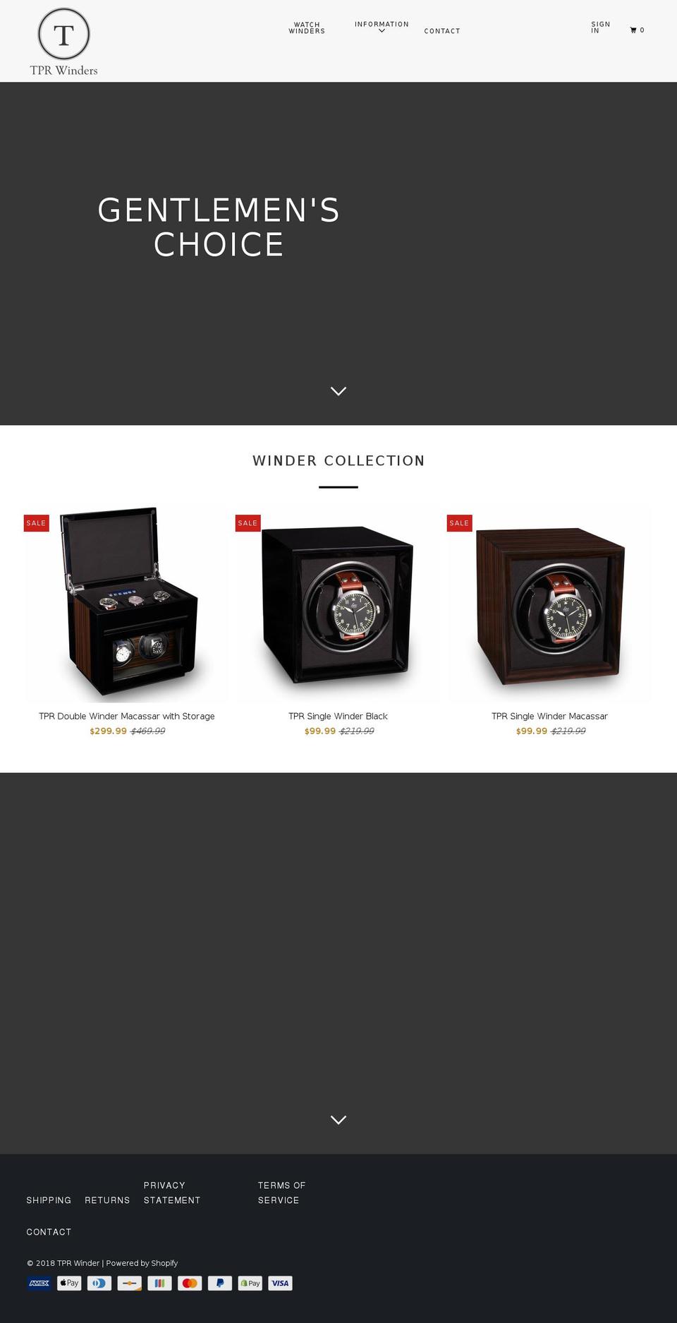 tprwinder.com — Shopify storefront screenshot